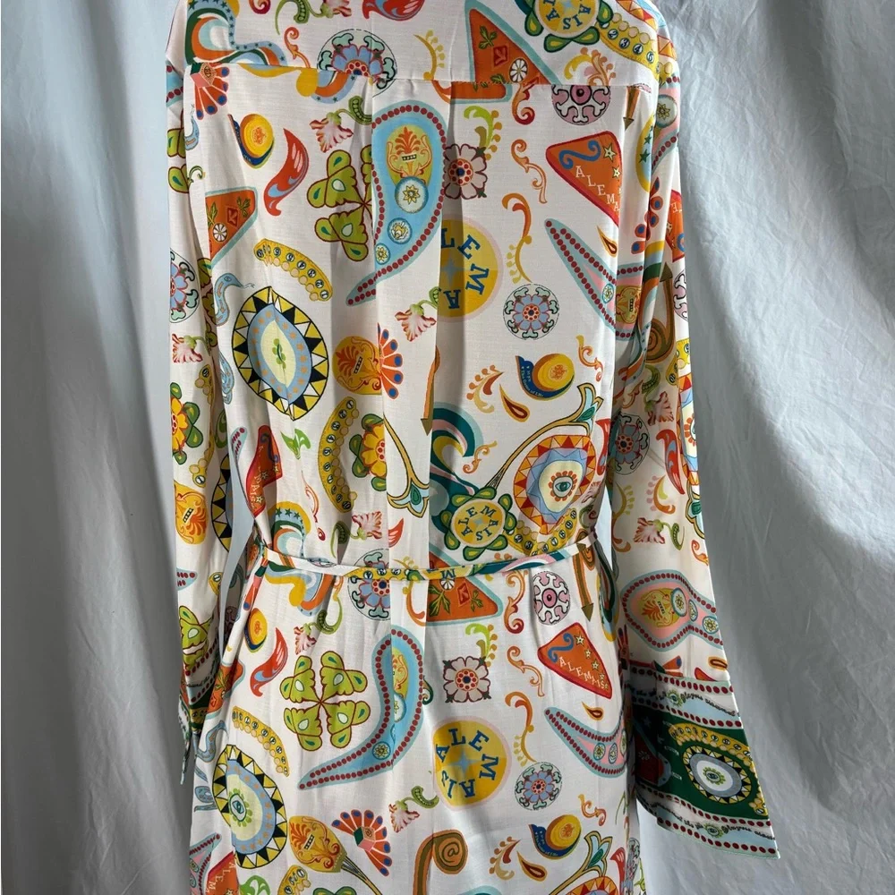Boho‎ Retro Paisley Print Zip Up Tie Waist Dress XL - Picture 10 of 10